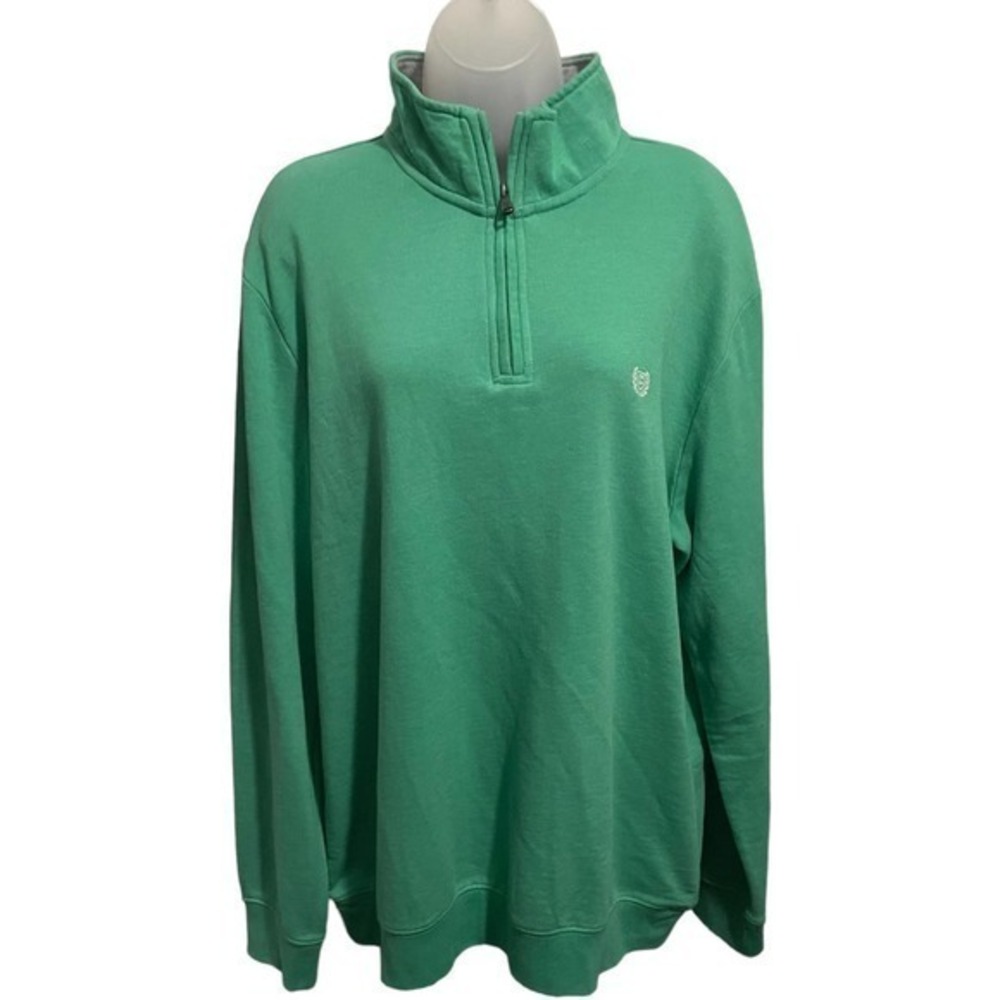 Chaps Men's Classic Fit Textured Quarter Zip Sweater, Key West Green, XL